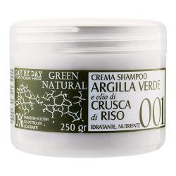 Крем-шампунь із зеленою глиною та рисовими висівками Alan Jey Green Natural Crema Shampoo Argilla Verde e Olio di Crusca di Riso