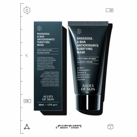  Маска очищающая для лица Allies of Skin Rhassoul & BHA Antioxidants Purifying Mask
