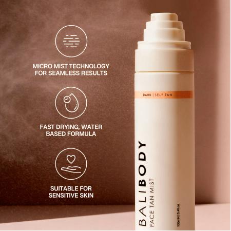 Спрей автозасмага для обличчя у відтінку Dark Bali Body Face Tan Mist Dark