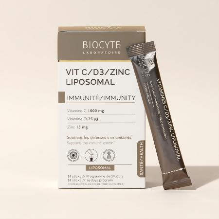 Добавка дієтична в стіках на основі вітамінів C та D3 Biocyte Vitamine C-D3-Zinc Liposomal