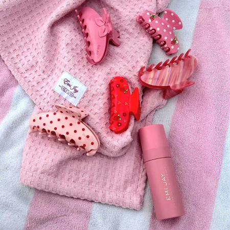 Велика заколка-краб для волосся Emi Jay Big Effing Clip in Blush Polka Dot