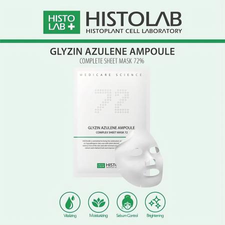Маска для проблемної шкіри на нетканинній основі з азуленом 72% Histolab Glyzin Azulene Ampoule Complex Sheet Mask 72