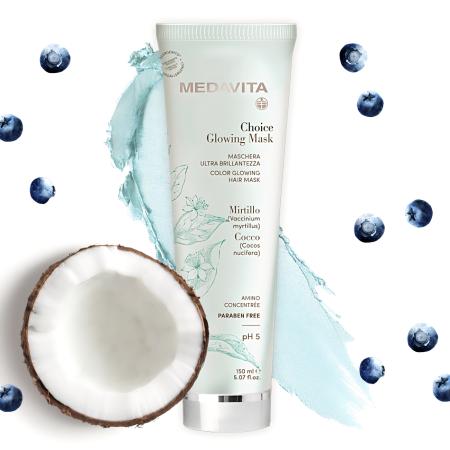 Живильна маска для волосся «Сяйво кольору» Medavita Choice Glowing Mask Marschera Ultra Brillantezza