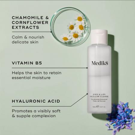 Міцелярний засіб для видалення водостійкого макіяжу Medik8 Eyes & Lips Micellar Cleanse