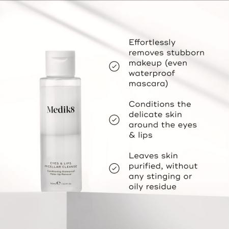 Міцелярний засіб для видалення водостійкого макіяжу Medik8 Eyes & Lips Micellar Cleanse